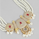 Gold-Plated AD & Pearl Jewellery Set