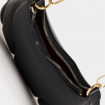 Black Quilted Half Moon Hobo Handbag